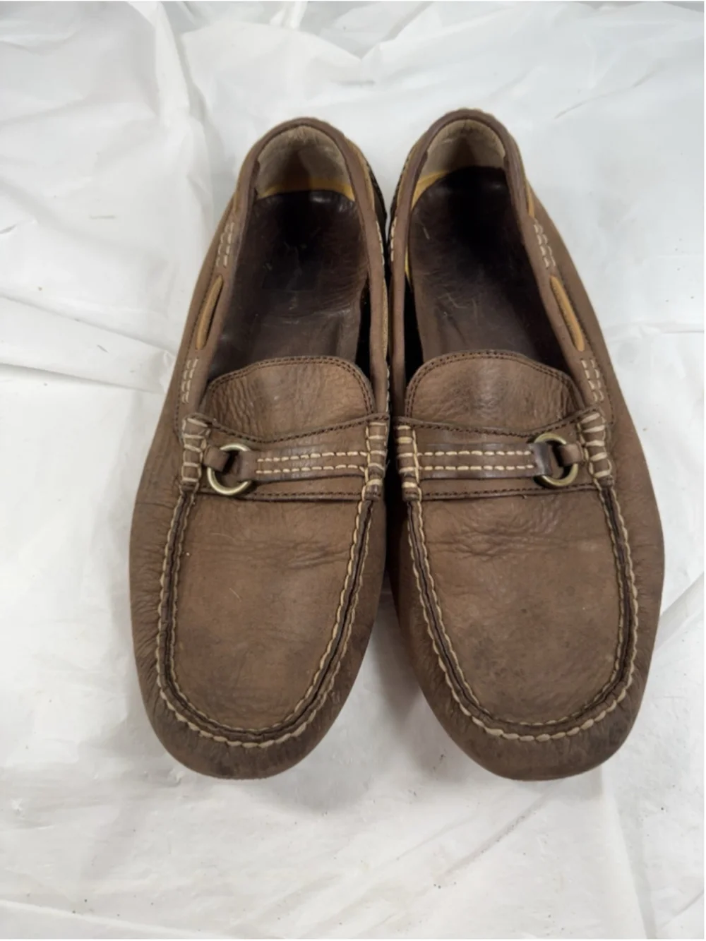 Frye Mens Size 10 West Ring Driver Leather Slip On Driving Moccasin Shoes